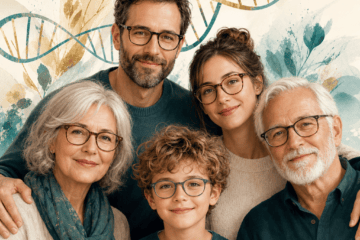 Three generations of a family with different eye colours and a subtle DNA motif